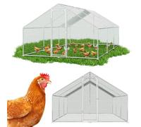 Fogmiea Poulailler d'extérieur en acier galvanisé, toit pointu avec serrure et tissu PE imperméable, pour poules, petits animaux et plantes, 3 x 6 x 2 m