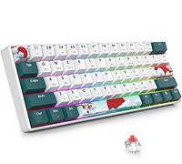 Fogruaden Clavier mécanique sans fil 60 %, USB-C filaire/Bluetooth remplaçable à chaud avec rétroéclairage RVB pour Windows/Mac, clavier de jeu NKRO 61 touches, touches PBT double Shot (interrupteur rouge Gateron, forêt)
