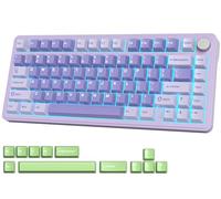 Fogruaden M75 Clavier de jeu mécanique sans fil crémeux 75 %, RVB remplaçable à chaud, violet, joint, commutateurs blancs linéaires pré-lubrifiés, Bluetooth/2,4 GHz/USB-C, coussinet et bouton à cinq