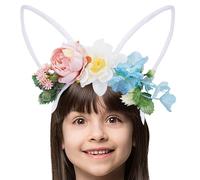 Fogukier Bandeau Avec Des Oreilles De Lapin,Bandeaux Pour Costumes Décorés De Fleurs - Bandeau de Lapin - Pour Les Occasions De Noël, Fête D'Halloween, Saint-Valentin, Pour Costume Femmes Et