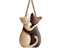 Fogukier Statuette De Chat, 2D Plat Drôle en Forme d'animal en Bois, Figurines De Couple De Chats Amoureux, pour Mariage, Célébrations d'anniversaire, Chambre À Coucher Romantique, Petite Amie