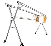 FOGUO Etendoir Linge Interieur pour Petit Espace, Sechoir a Linge Exterieur Balcon, Etendage Linge Exterieur Pliable, Séchoir Mobile en Acier Inoxydable, pour Chaussettes, Draps (120cm/47in)