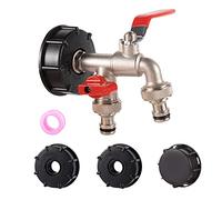 FOGWOWO IBC Adaptateur S60X6 1/2" avec Robinet à Boisseau Sphérique pour Vanne de Baril de Réservoir d'eau de Pluie - Tuyau Arrosage Jardin