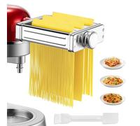 FOHERE Accessoire de pâte planétaire 3 en 1 pour KitchenAid, accessoire pour machine à pâtes entièrement en métal, set de feuilleteuse en acier inoxydable avec lasagne, Fettuccine, et couettes, 8