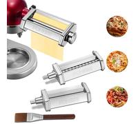 FOHERE Accessoires pour Machine à Pâtes pour KitchenAid Robot Pâtissier, Comprend Rouleau à Pâtes, Coupe-Fettuccines, Coupe-Spaghettis et Brosse à Nettoyage (7 épaisseurs Réglables)