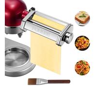 FOHERE Accessoires pour Machine à Pâtes pour KitchenAid Robot Pâtissier, Comprend Rouleau à Pâtes et Brosse à Nettoyage (7 épaisseurs Réglables)