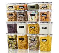 FOHERE Boite Plastique Alimentaire avec Couvercles, Boite Hermetique Alimentaire Lot de 16, Sans BPA, Lavable au lave-vaisselle, Boite Rangement Cuisine pour Céréales, Farine, Pâtes