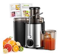 FOHERE Centrifugeuse Extracteur de Jus pour Fruits et Légumes 800W Max | Plein de Vitamines en Quelques Secondes, Large goulot 65mm, 3 Vitesses avec Pulse, Sécurité, Inox & Livre de Recettes