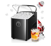 FOHERE Machine à Glaçons, 14kg en 24h, 8 Glaçons en 8 Minutes, avec 2 Tailles de Glaçons, Autonettoyante, Ice Maker sur Comptoir avec Poignée, pour la Maison/Cuisine/Camping/Bar