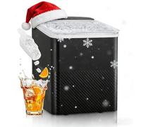 FOHERE Machine à Glaçons, 14Kg en 24h,9 Glaçons en 5 Minutes, 2 Tailles de Glaçons, Machine à Glaçon Portable de Comptoir, Autonettoyante à Glacons, Silencieuse, pour la Maison/Cuisine/Camping