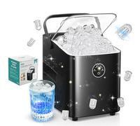 FOHERE Machine à Glaçons avec Poignée, 14kg, 2 Tailles, Autonettoyante