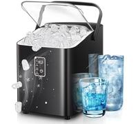 FOHERE Machine à glaçons, glaçons en 5 minutes, 14 kg en 24 heures, mini machine à glaçons autonettoyante, 2 tailles de glaçons pour la Cuisine/Camping/Maison (Noir Sombre)