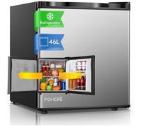 FOHERE Mini Frigo 46 L 7 Niveaux Thermostat Porte Réversible Classe Énergétique E pour Chambre Bureau Dortoir (Acier Inoxydable)