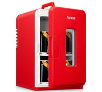 FOHERE Mini Frigo de Chambre 15L/21 Canettes, Petit Frigo Portable 240V/12V, Mode Silencieux, Fonction Chaud/Froid, Frigo Cosmetique