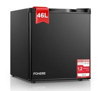 FOHERE Mini Réfrigérateur 46L, Mini Frigo avec Congélateur, Thermostat Réglable, Économie d'Énergie, Silencieux, Porte Réversible, Minibar, Adapté à la Maison et au Bureau, Dortoir, Hôtel, Noir