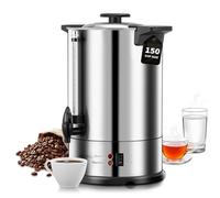 FOHERE Percolateur à Café 15L 150 Tasses/H Distributeur de Boissons Chaudes, Récipient Chauffant 1500 W en Acier Inoxydable, Fonction de Brassage Et de Maintien au Chaud mit Robinet de Sécurité
