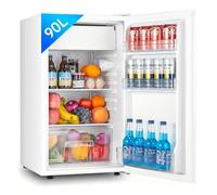 FOHERE Petit Frigo avec Congélateur de 91L, Réfrigérateur à une porte, Bac à Légumes, Thermostat Réglable, Silencieux, Petit Frigo de Bureau, Porte Réversible, Dortoir, Chambre, Blanc