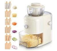 FOHERE Râpe électrique multifonctionnelle, 6 lames, récipient 1,8 L, hachoir à légumes, fromage, oignons, carottes, concombres, blanc