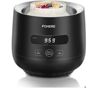 FOHERE Yaourtière 2 XXL pots en Verre , 4 * 125 ml Tasse en Céramique avec Couvercle, 8 Programmes Automatiques, Arrêt Automatique