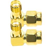 Fohevers Lot de 2 adaptateurs RP-SMA mâle vers SMA femelle 90 degrés RP SMA connecteur coaxial RF pour antenne radio WiFi routeur FPV Dron Mobile