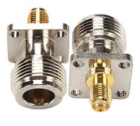 Fohevers Lot de 2 connecteurs coaxiaux SMA femelle vers N femelle à 4 trous avec bride N vers SMA