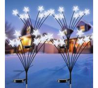 Fohil Lot de 4 lumières solaires de Noël extérieures 32 LED pour jardin, décoration imperméable pour chemins et ornements