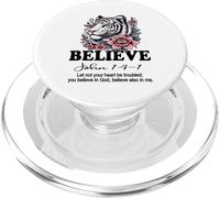 Foi chrétienne Croire au Christ Cool White Tiger PopSockets PopGrip pour MagSafe