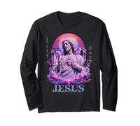 Foi dévotionnelle rétro Vaporwave en Forme de cœur de Jésus-Christ Manche Longue