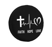 Foi Espérance Amour Christianisme Housse Roue De Secours Protection Le Soleil Housse De Pneu De Secours Imperméable Couverture De Roue De Secours Universelle pour Trailerrv Voiture Camion 17inch