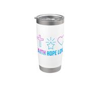 Foi Espérance Amour Croix Cœur Étoile Design Gobelet isotherme en acier inoxydable double paroi
