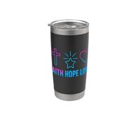 Foi Espérance Amour Croix Cœur Étoile Design Gobelet isotherme en acier inoxydable double paroi