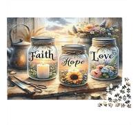 Foi Espérance Amour Puzzles 1000 Pièces Papier recyclé pour Adultes Puzzle pour Adultes Impossible Difficile Stimulant Excellente idée Cadeau pour Relaxation et créativité 52x38cm/1000pcs