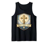 Foi, Espoir, Amour, chrétien, orthodoxe, Floral, Jésus, Christ, Dieu Débardeur