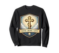 Foi, Espoir, Amour, chrétien, orthodoxe, Floral, Jésus, Christ, Dieu Sweatshirt
