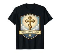 Foi, Espoir, Amour, chrétien, orthodoxe, Floral, Jésus, Christ, Dieu T-Shirt