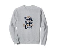 Foi, Espoir, Amour, Citation inspirante chrétienne, Ancre, cœur Sweatshirt, Unisexe pour Adultes, Gris Chiné, XL