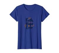 Foi, Espoir, Amour, Citation inspirante chrétienne, Ancre, cœur T-Shirt, Femme, Bleu Royal, 3XL