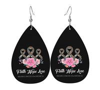 Foi Espoir Amour Sensibilisation Au Cancer Du Cerveau 1 Boucles D'oreilles En Cuir Pour Femmes Dangle Boucle D'oreille Goutte Pendentif Avec Crochet Cadeaux Pour Adulte Adolescent Femmes Filles Acces