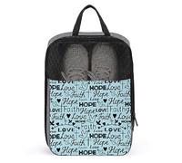 Foi, Espoir et Amour avec Croix et cœurs Sacs à Chaussures de Voyage Pochette de Rangement Portable Organisateur de Chaussures Sac fourre-Tout pour Femmes Hommes