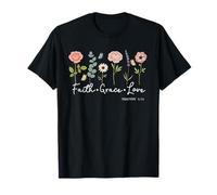 Foi, grâce et Amour et écriture biblique Florale Vintage T-Shirt