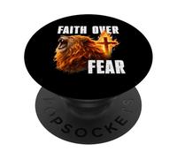 Foi sur la Peur Lion de Juda Croix chrétienne Jésus Dieu PopSockets PopGrip Adhésif