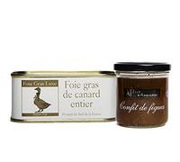 Foie Gras de Canard Entier Artisanal - 200g Landes Sud-Ouest et Confit de Figue 150 g - Pack Foie Gras et Confit Sans Additifs Sans Conservateurs - Foie Gras Luxe