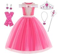 Foierp Aurora Prinzessin Kostüm für Mädchen Dornröschen Kostüm für Kinder Deluxe Prinzessin Fancy Dress mit Zubehör