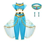 Foierp Déguisement Jasmine fille Aladdin Princesse Jasmine Robes enfants Habiller pour les filles fantaisie Noël Halloween Cosplay Tenues de fête