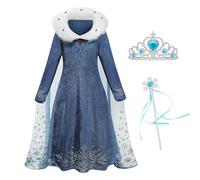 Foierp Deguisement Princesse Fille Costume Princesse Bleu Enfant Avec Accessoires Halloween Noël Anniversaire Carnaval Fête