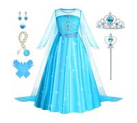 Foierp Elsa Robe Princesse Fille - Costume Princesse Elsa Enfant Deguisement avec Accessoires pour Halloween Cosplay Fête D'anniversaire De Mariage, 120