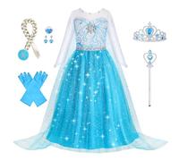 Foierp Elsa Robe Princesse Fille - Costume Princesse Elsa Enfant Deguisement avec Accessoires pour Halloween Cosplay Fête D'anniversaire De Mariage
