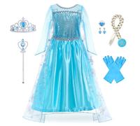 Foierp Elsa Robe Princesse Fille - Costume Princesse Elsa Enfant Deguisement avec Accessoires pour Halloween Cosplay Fête D'anniversaire De Mariage