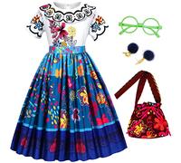 Foierp Mirabel - Robe de princesse Isabella pour fille - Costume de dessin animé - Tenue de cosplay ou de fête d'Halloween