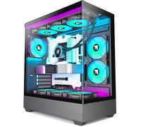 FOIFKIN F1 Boitier PC - Pré-équipé de 6 Ventilateurs PWM ARGB, Boitier PC de Jeu ATX Mid-Tower, avec Type-C (Noir)